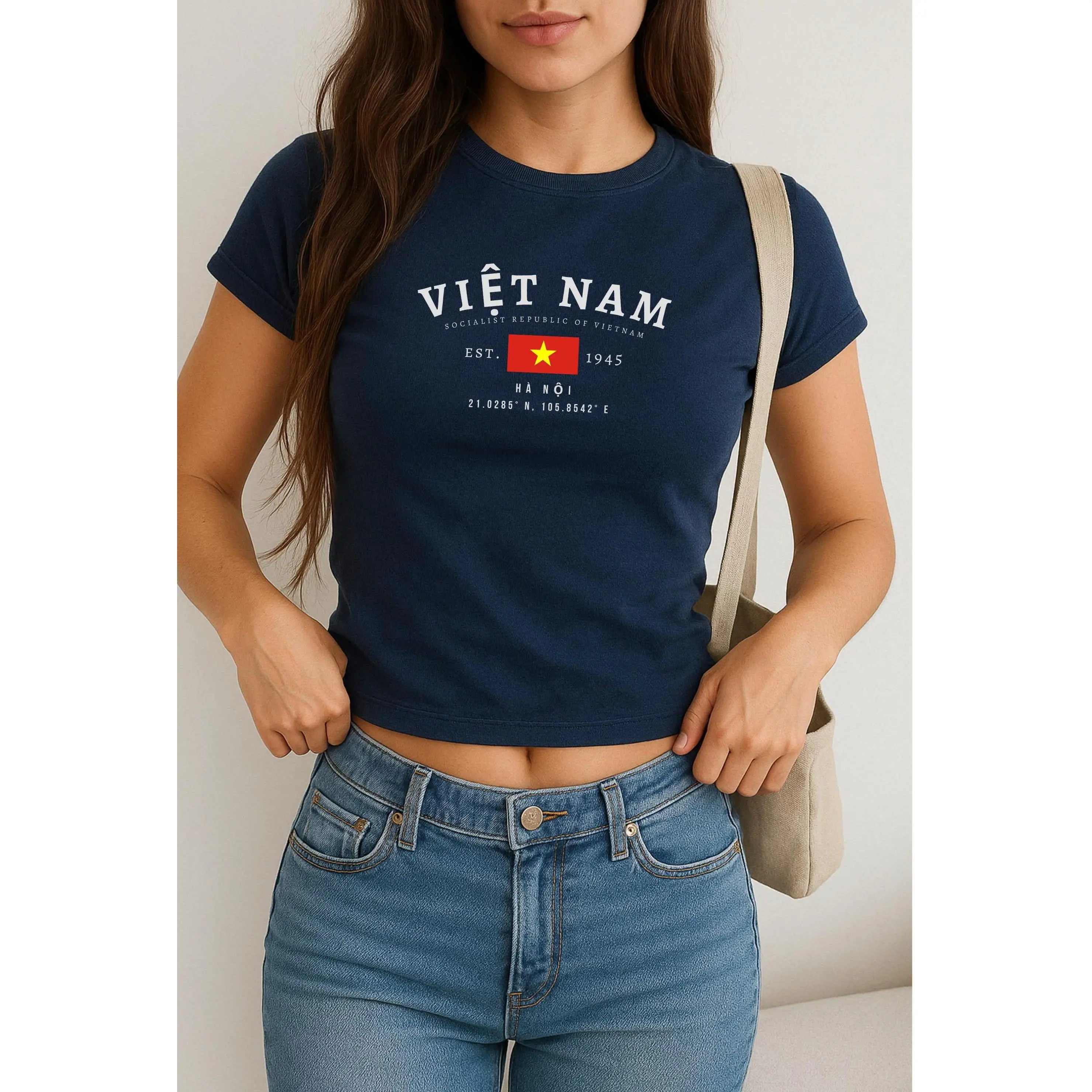 Vietnam Baby Tee, Viet Nam Y2K , Vintage Hanoi Flag Shirt, Southeast Asian Aesthetic Tee, Vietnamese Pride Baby tee for Women