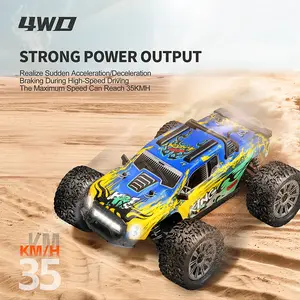 XKS 164018 1:14 Fast RC Monster Truck (RC Car) for Adults - 35km/h High Speed, 2.4GHz Remote, Zinc Alloy Gears, 12 Min Runtime, 80m Control, LED Lights - Christmas Gifts, Fidget Toys