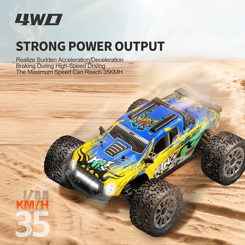 XKS 1:14 Scale Fast Off-Road RC Monster Truck 164018-black - 35km/h Top Speed, 2.4GHz Remote, Zinc Alloy Gears, 12 Min Runtime, 80m Control, LED Lights, Unisex Hobby for 12+ Years & Adults, Christmas Gift, 12 Years Above