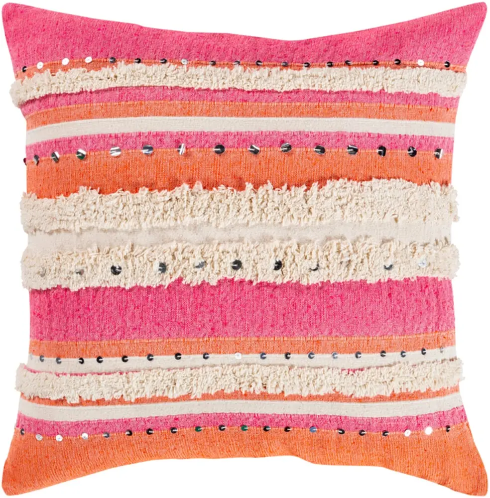 Livabliss TMA002-1818 18x18 in. Cotton Blend Woven Fabric All-Seasons Cushion Cover - Bright Pink, Bright Orange, Cream, Global Inspired, Room & House Decor, Decor Inspo