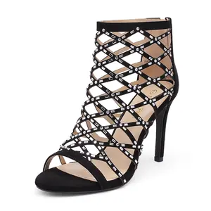 Dream Pairs Women's Strappy Stiletto Rhinestone Sandals
