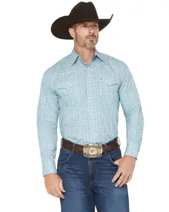 Stetson Men's Medallion Print Long Sleeve Pearl Snap Western Shirt - 11-001-0425-6042 Gr