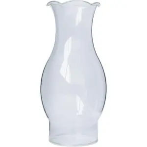 3 Inch Base 8.5 Inch Height Clear Glass Oil Lamp Chimney Crimped Top Tall Kerosene Lamp Shade Replacement for Oil and Kerosene Style Lamps