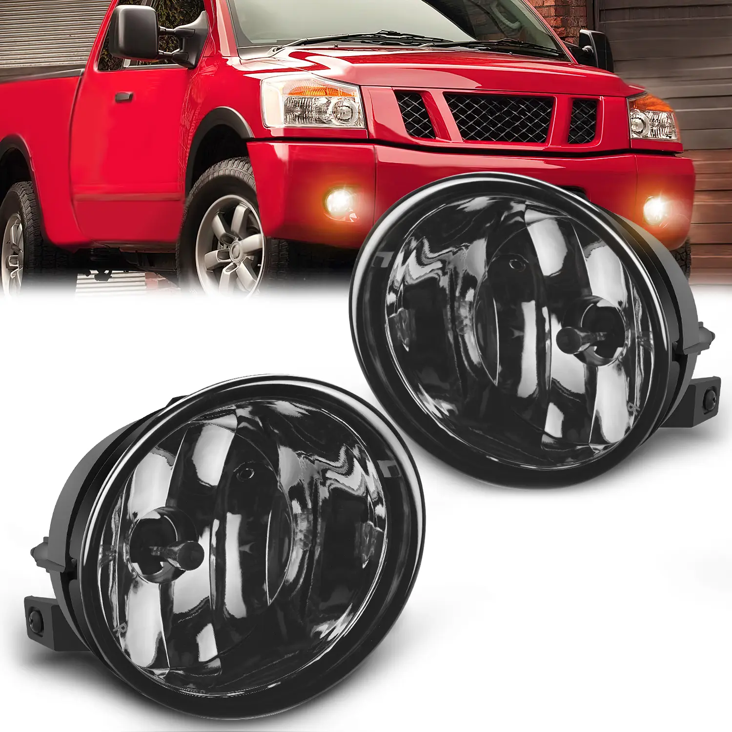 Nilight Smoked Lens Fog Light Assembly - 880 12v 27w, Higher Transmittance, Shock Resistant, Night Visibility Smoked Headlight Fog Lights for 2005-2007 Armada, 2004-2015 Titan Truck Auxiliary Mods, Aftermarket Car Lighting Upgrade Custom Accessories