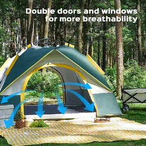 Ezify outdoor camping tents use waterproof and windproof fabric and a double-door, multi-window design—say goodbye to stuffy nights! Easy and convenient to set up, a reliable and comfortable partner for mountain and beach camping!