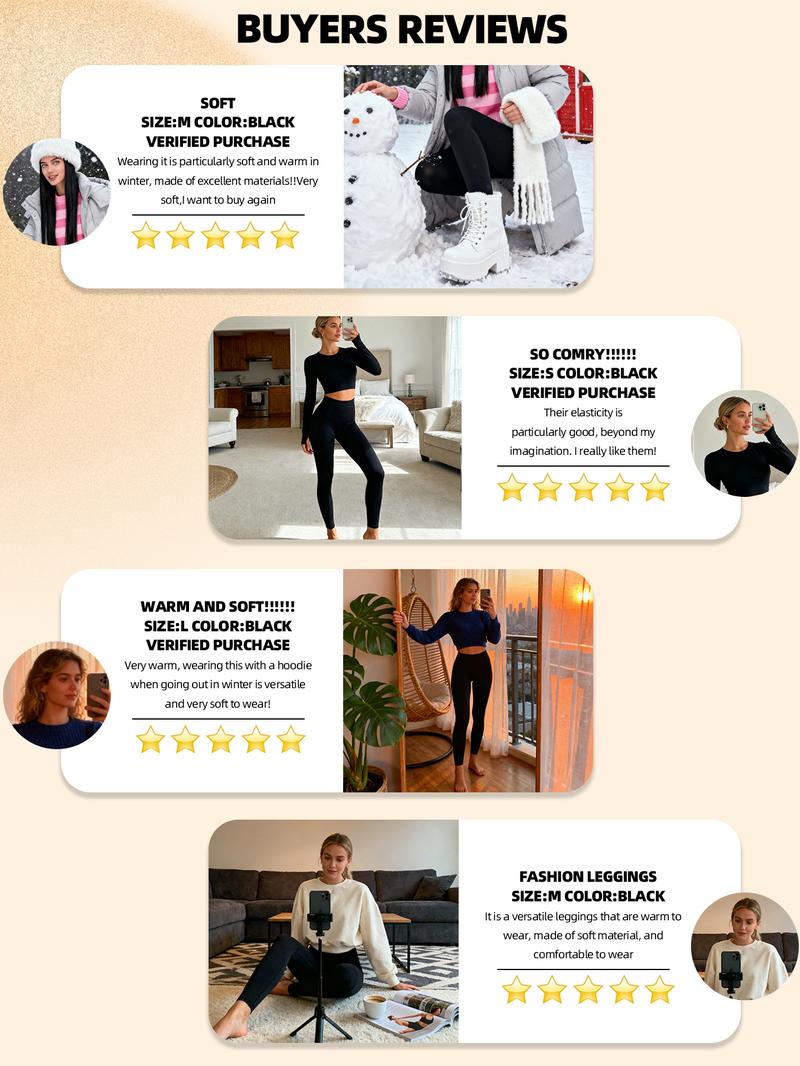 【LOCAL FAST SHIPPING】NORMOV 3-Pack Thick Fleece Lined Leggings Winter Warm High Waist Cozy Workout Yoga Pants for Cold Weather Casual Wear