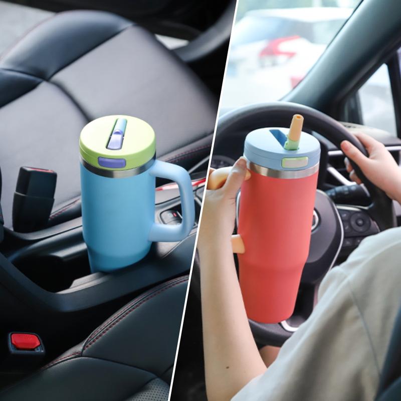 40 oz Stainless Steel Tumbler with Insulated Vacuum Cup - Flip Straw Mug with Leak-Proof Lid, Handle. One-Click Drinking Water Bottle, Car-Friendly for All Day Hot & Cold, 2026 NewYear Gifts