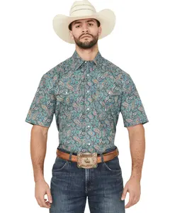 Men's Amarillo Paisley Print Short Sleeve Snap Western Shirt - 03-002-0225-3022 Bu