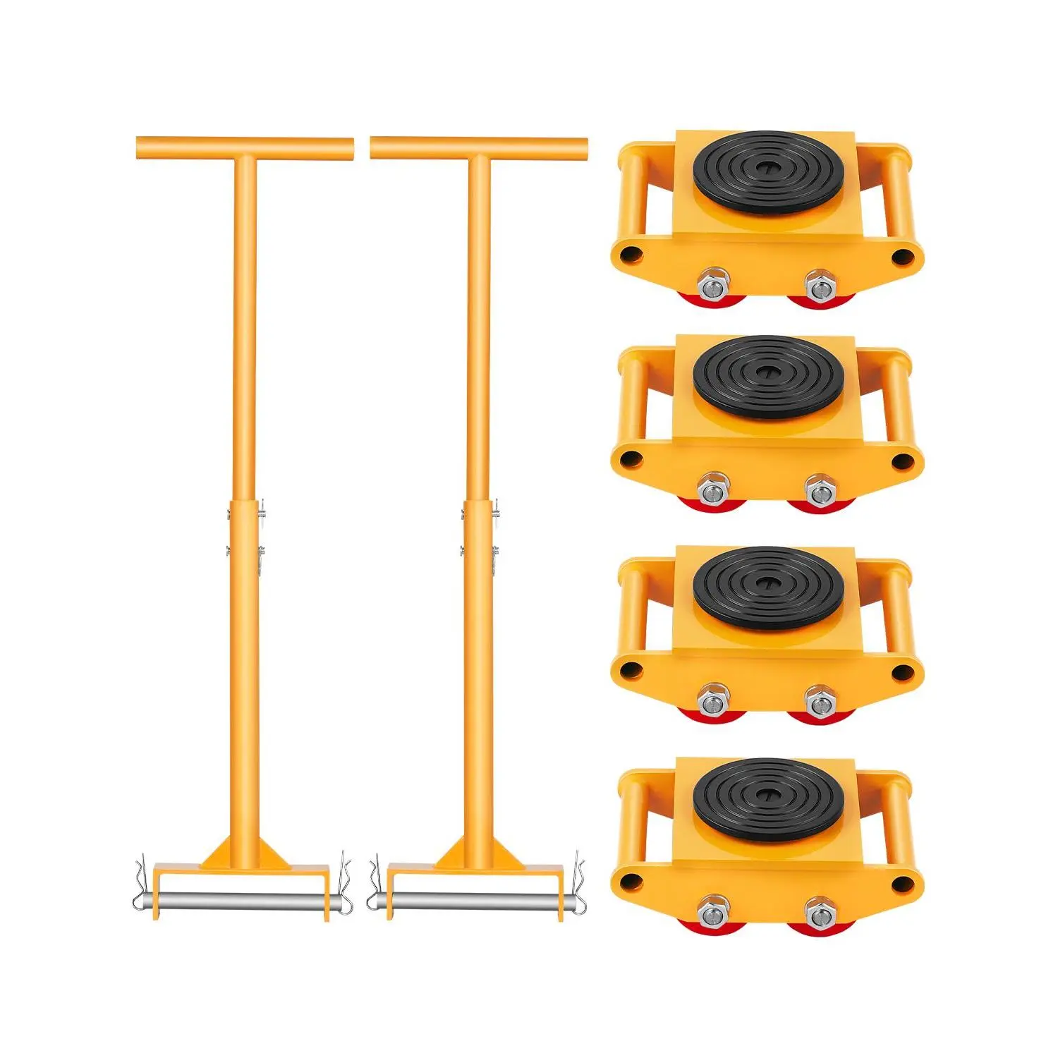 【DealsForYouDays】VEVOR Machine Skate 6T Machinery Skate Dolly13228 lbs Machinery Moving SkateMachinery Mover Skate with 360° Rotation Cap and PU Directional RollersHeavy Duty Industrial Moving EquipmentYellow