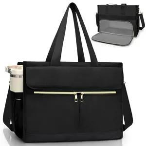 PASMAN Lunch Tote Bag for Women, 15.6 Inch Laptop Bag with Insulated Compartment Multi-Pocket Meal Bag Work Bag Cup Holder for Nurse Teacher Office Travel