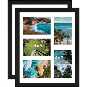 11x14 Collage Picture Frame, Displays 5Pcs 4x6 Photos with Mat or 1Pcs 11by14 Picture without Mat for Wall Hanging, Picture Frames Collage Wall Decor with Stand, 2 Pack