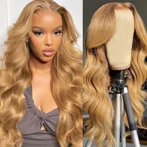 OQ HAIR Honey Blonde 7x5 Body Wave Wear Go Wig Human Hair 220% Density #27 Colored Glueless Lace Front Wigs Pre Everything