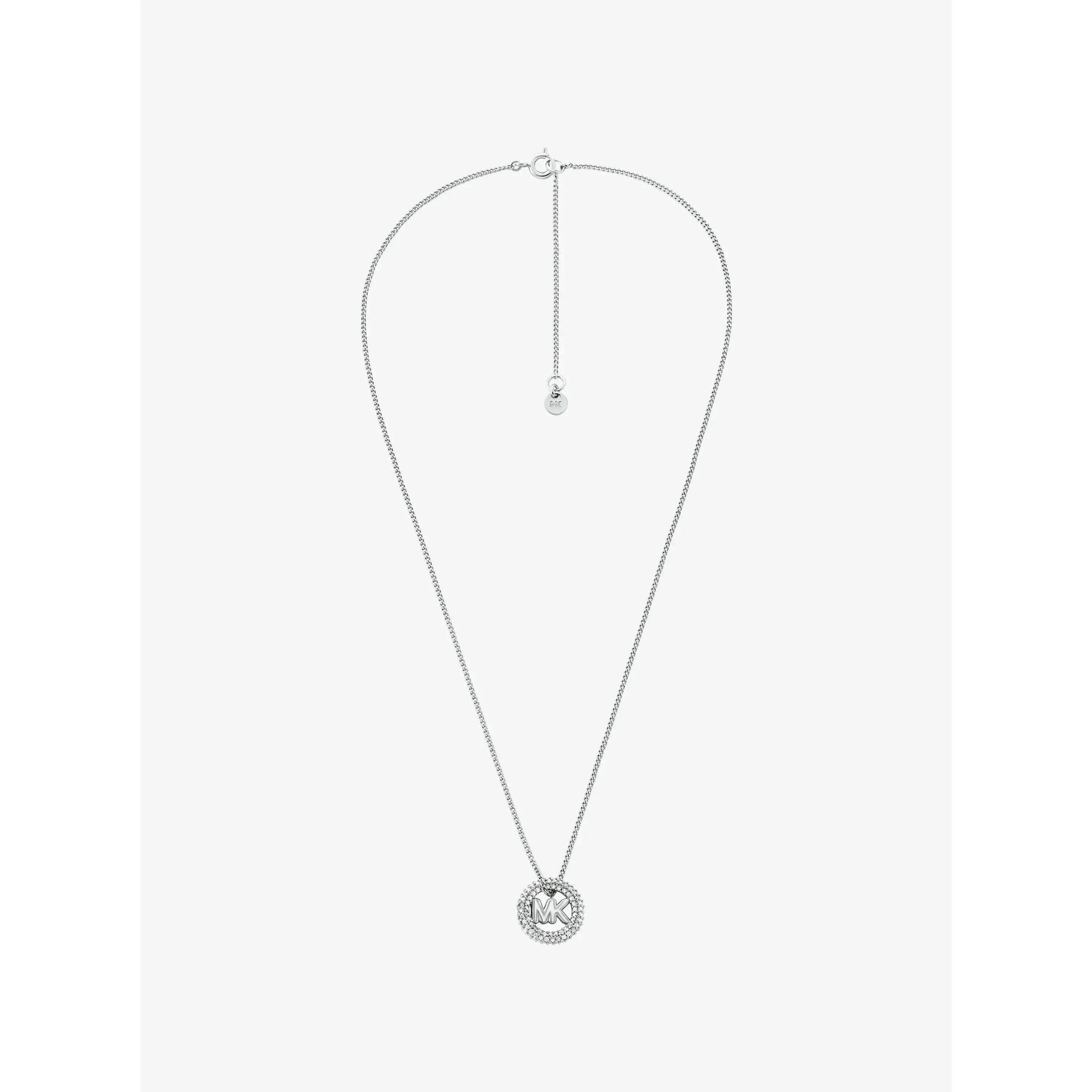 Pavé and Logo Charm Two-Tone Necklace