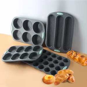 1pc Non-Stick Silicone Baking Pan Set with 9-Cavity Mini Loaf & Oblong Molds - French Bread, Bread Shaping for Cakes, Meatloaf, Baguettes - Dishwasher & Oven Safe Easy Release Pantry Staple for DIY Baking (Beginners & Experts)