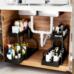 2-layer drawer style storage rack, 1 large capacity drawer style storage rack, kitchen and bathroom storage rack, Storage Hooks, Bathroom Organizer