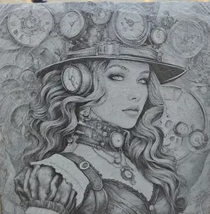 Steampunk Laser Engraved Slate Coaster