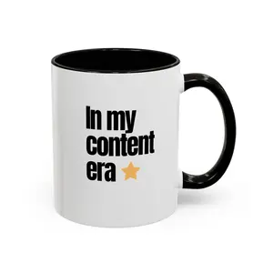Colorful Mug, In my content era, coffee cup, 11oz, office decor, gift for writer, social media addict, colorful ceramic tea