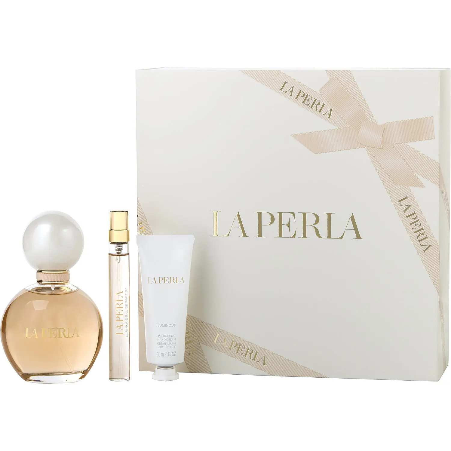 La Perla Luminous Set-Eau De Parfum Refillable Spray 3 Oz & Hand Cream 1 Oz & Eau De Parfum Spray 0.33 Oz Mini For Women