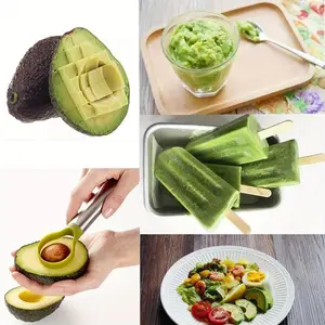 A Versatile Kitchen Gadget Made of Stainless Steel for Cutting Avocados, Removing Pits, And Peeling Fruit, Featuring a 3-In-1 Design That Allows for Thin Slicing And Is Dishwasher Safe