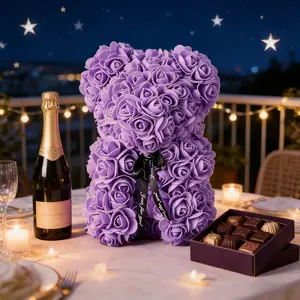 Rose Bear Made of Artificial Flower Foam, Perfect Gift for Valentine's Day, Mother's Day, Anniversary, Wedding, Birthday, Christmas