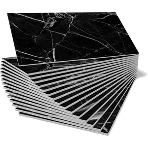 Adreamer90 Backsplash Tiles Peel and Stick for Kitchen,Bathroom Shower Wall,Smart Black Marble Foam Tile Stickers with White Vein (4X8 Inch*16 Pcs) outdoor sports