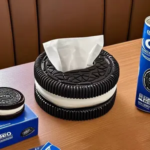 Creative Simple Oreo Napkin Holder, Home Living Room Bedroom Desktop Decorative Paper Towel Box, High-End Style Ornament