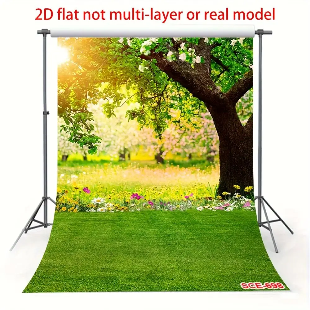 Reusable 1PC 2D Flat Spring Backdrop Stand - Adjustable Tripod Stand, Polyester Garden Photography Backdrop Cloth, Kids Shooting Prop, Home & Studio Festive Party Decoration Banner