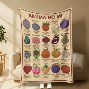 Countdown Sale! One Piece Demon Fruit Themed Flannel Throw Blanket, Super Soft Warm All-Season Cozy Blanket, Multi-Use Blanket for Home Office Outdoor & Party, Perfect Anime Gift for Kids and One Piece Fans on All Special Occasions