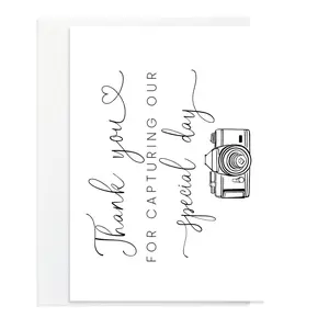 Wedding Photographer Thank You Card, Camera & Letter Pattern Greeting Card, Greeting Card for Wedding Photographer, Wedding Vendor Gift