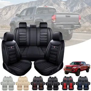 Fits for Toyota Tacoma 2016-2023 3rd Gen Double & Crew Cab SR SR5 Limited TRD Sport/Pro/Off Road Car Seat Covers Full Set, Waterproof Breathable PU Leather Front Rear Cushion Protector Pad