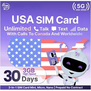 Mobile Prepaid SIM Card , Pay As You Go, Unlimited Talk, Text & Data (3GB High-Speed), International Calling, SIM Card for  Travel, Uses T-Mobile Network, 30 Days