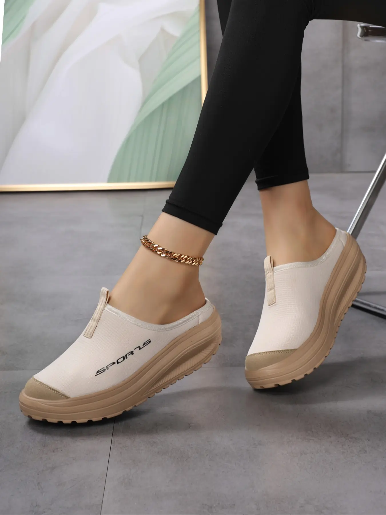 Women's Comfortable Flat Slip On Shoes, Casual Slip Ons All-Season Elastic Slim Fit Fashion Sneakers, Thick Cushioning, Perfect for Running & Training, Casual Indoor Footwear