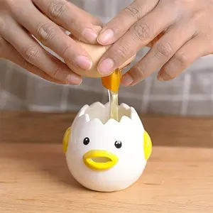 Cute Chick Ceramic Egg Separator - Creative Yolk & White Filter, Baking Kitchen Gadget