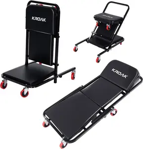 4 in 1 Creeper, 40 Inches Z Creeper Seat 2025 Upgraded 450 lbs Capacity Garage Chair Adjustable Rolling Folding Car Creeper with 6 pcs 3" Wheels,Lay Down or Sit for Garage, Shop, Auto Repair