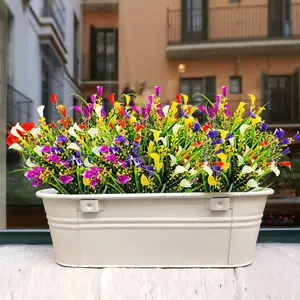 5pcs UV-Resistant Artificial Grass Calla Lilies - Multicolor Plastic Flowers for Hanging Baskets, Outdoor Patio & Tabletop Decor, Weather-Resistant Low Maintenance Home Styling, Outdoor Artificial Flowers, Outdoor Fake Flowers, Summer Decorati