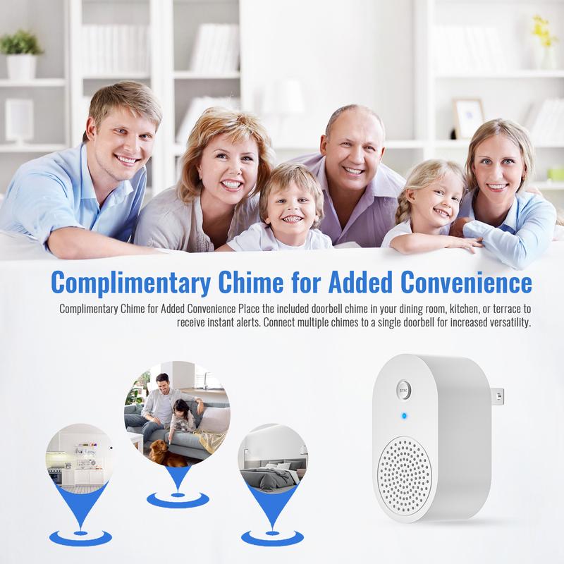 Chime for doorbell camera, Smart door magnetic sensor, adjustable volume alarm with doorbell function, suitable for home and office security, delayed alarm, door opening alarm, 120dB loud sound, smart door sensor makes more convenient