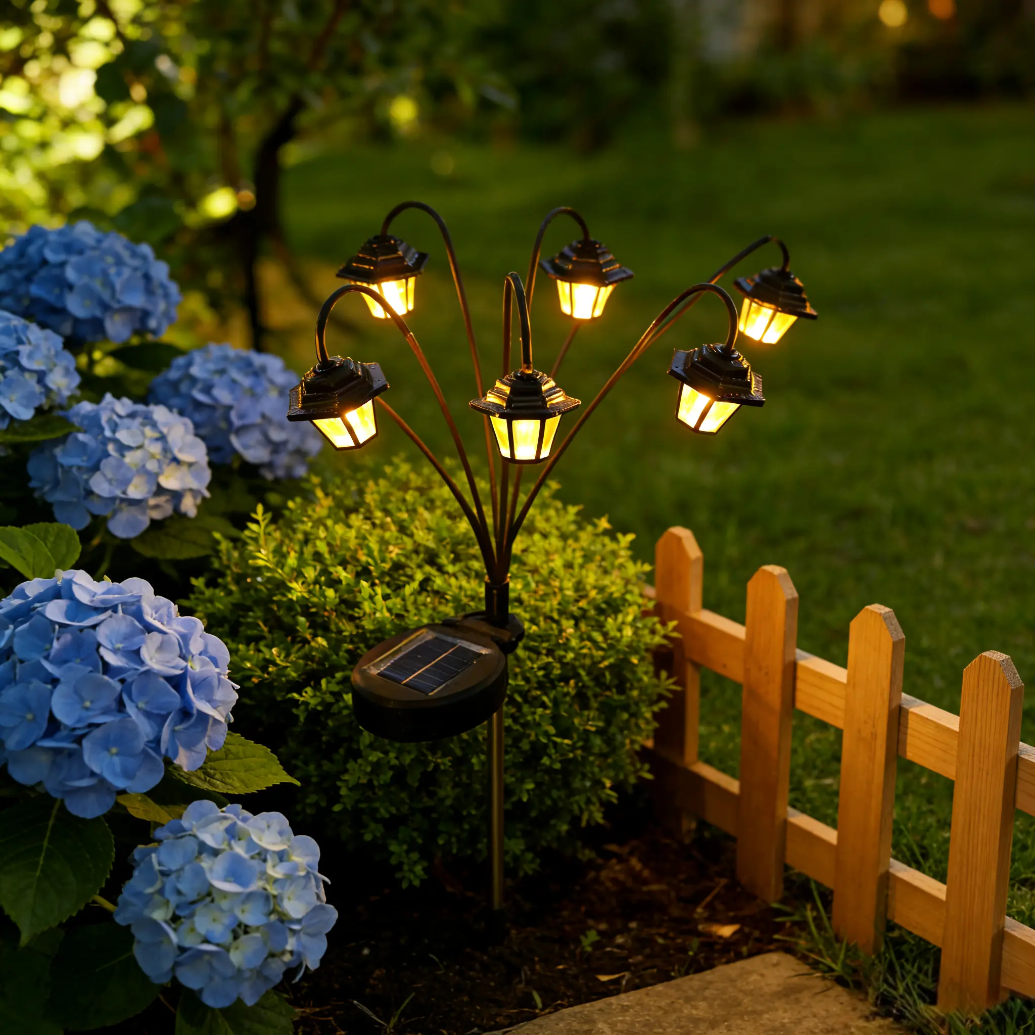6-LED Solar Firefly Bulb Lights - IP55 Waterproof Hanging Fireworks Lantern, Outdoor Garden Patio Decor, Ambiance Night Light for Party & Daily Use (Single Pack)