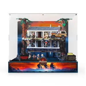 Acrylic Display Case with Sound & Light for 75810 Stranger Things The Upside Down, Custom Acrylic Showcase with LED Lighting & Manual Music Box(Set Not Included)