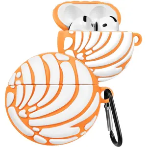 L-HPS016  for AirPods 4 Case Cute Kawaii - 3D Soft Silicone Case Cover with Keychain for Women Girls Teens Food Funny Unique Pretty Fashion Design Protective Skin Case for Airpods 4, White Bread