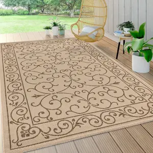 JONATHAN Y Charleston Vintage Filigree Textured Weave Indoor/Outdoor Runner Rug; for Living Room, Kitchen, Bedroom, Dining Room, Patio, Porch, Backyard