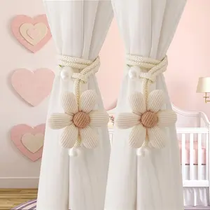 2 pieces of 3D flower pearl curtain tiebacks, mosquito net storage straps, coffee screen ropes for door curtains, Easter and Mother's Day decorations
