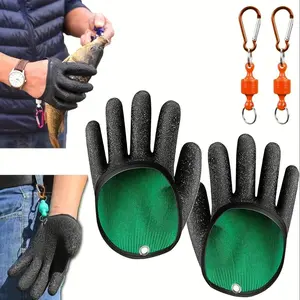 Professional Fishing Gloves with One-Hand Magnet Release - Quick-Dry Anti-Slip Grip, Fishing Glove with Magnet Closure for Catch & Release