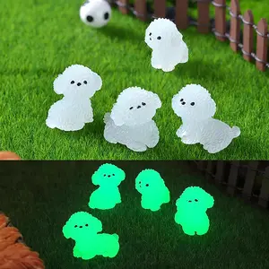 10 Random Glow-In-The-Dark Cute Dog Micro Landscape Plant Pots, Car Dashboard Light-Up Dog Decorations, Miniature Figurines, Cute Collectible Figurines