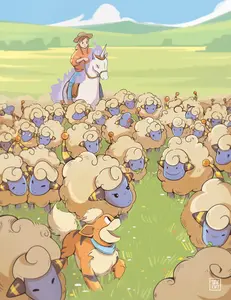 The Odd Sheep- Mareep Prints, Growlithe, Ditto, Landscape Pokemon Print