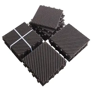 YYDS Patio Interlocking Deck Tiles, 12"x12" Square Composite Decking Tiles, Four Slat Plastic Outdoor Flooring Tile All Weather for Balcony Porch Backyard, (Dark Brown, Pack of 44)