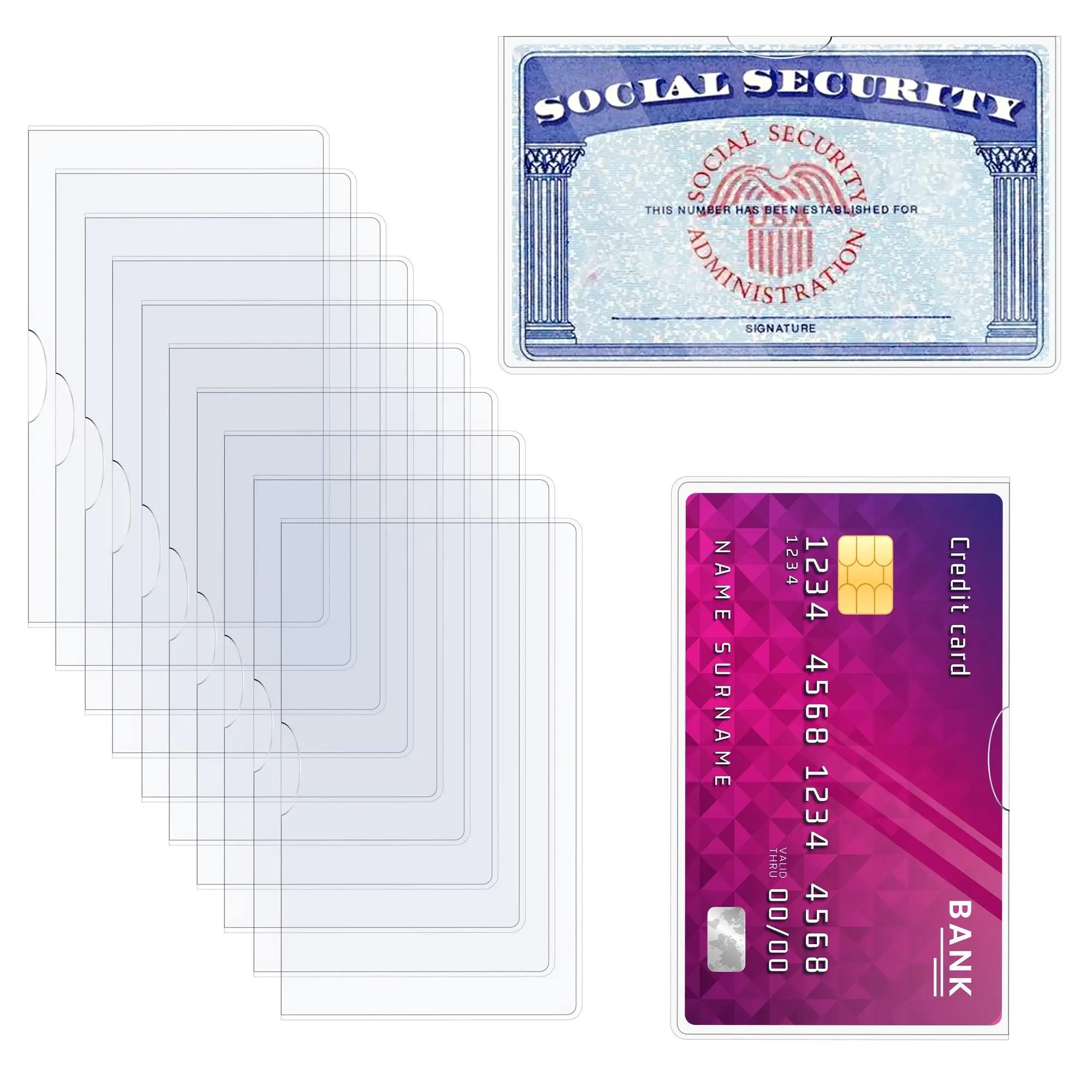 Social Security & Medicare Card Protector, 10pcs Transparent Card Holder, Credit Card Holder, Accounting Supplies for Home & Office, Desk Accessories