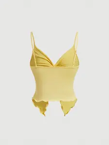 SHEIN MOD Women's Twist Front Crisscross Sleeveless Top,Cute Tops,Yellow Cami