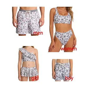Adult Women Bininis Set Camo Bininis Suit Family Beach Wear Swim Suit