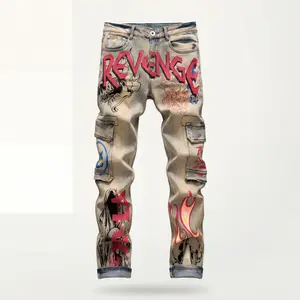 Men'S Versatile Workwear Jeans Featuring Retro Prints for Street Fashion Casual Menswear Streetwear Breathable Classic  Streetwear -3367 Pants Fabrics Trouser Tapered Stretch skinny jeans baggy jeans for men jeans pants for men  old navy denim tiktokshops