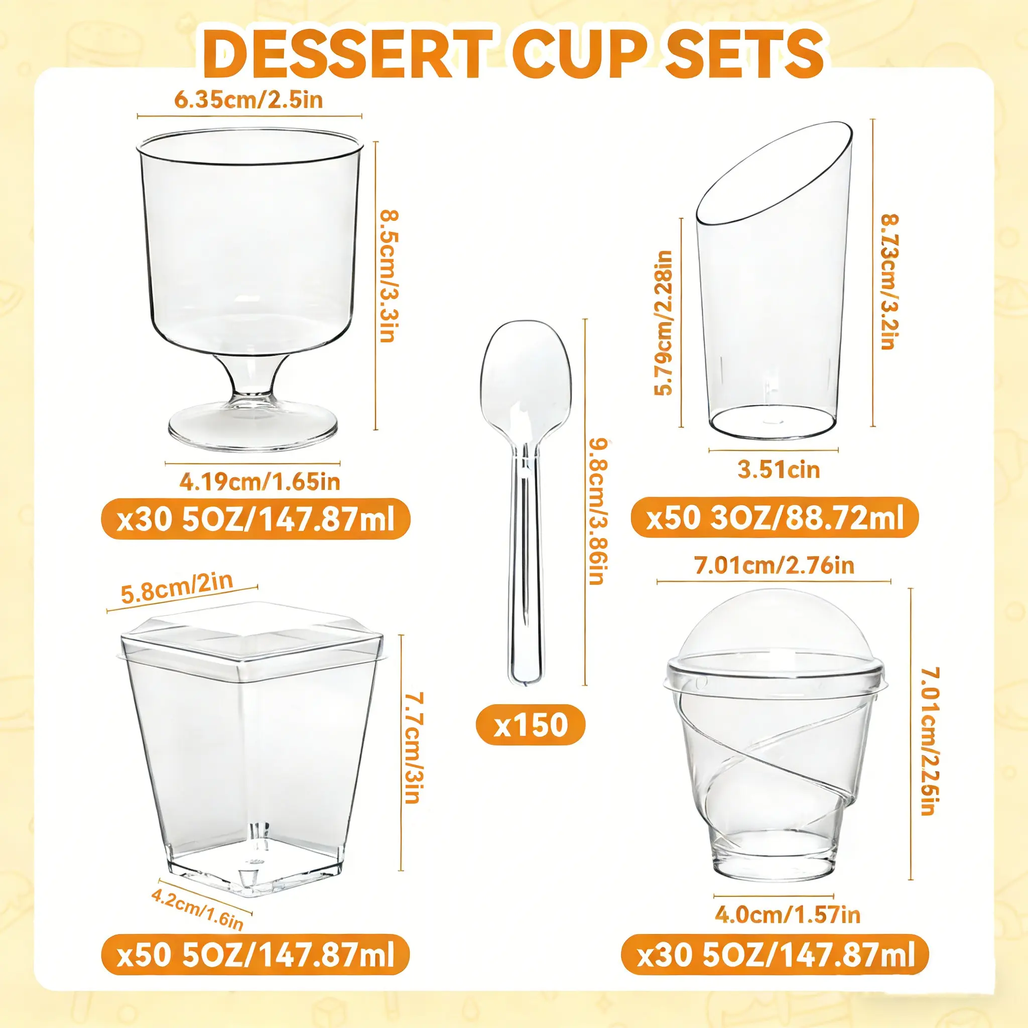 380PCS Dessert Cups with Lids and Spoons, Mini Dessert Cups with Lids ...